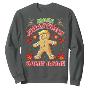 Christmas Trump Gingerbread Sweatshirt Make Xmas Great Again Funny Cookies TS02 Dark Heather Print Your Wear