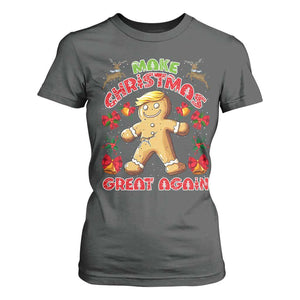 Christmas Trump Gingerbread T Shirt For Women Make Xmas Great Again Funny Cookies TS02 Dark Heather Print Your Wear