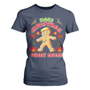 Christmas Trump Gingerbread T Shirt For Women Make Xmas Great Again Funny Cookies TS02 Navy Print Your Wear