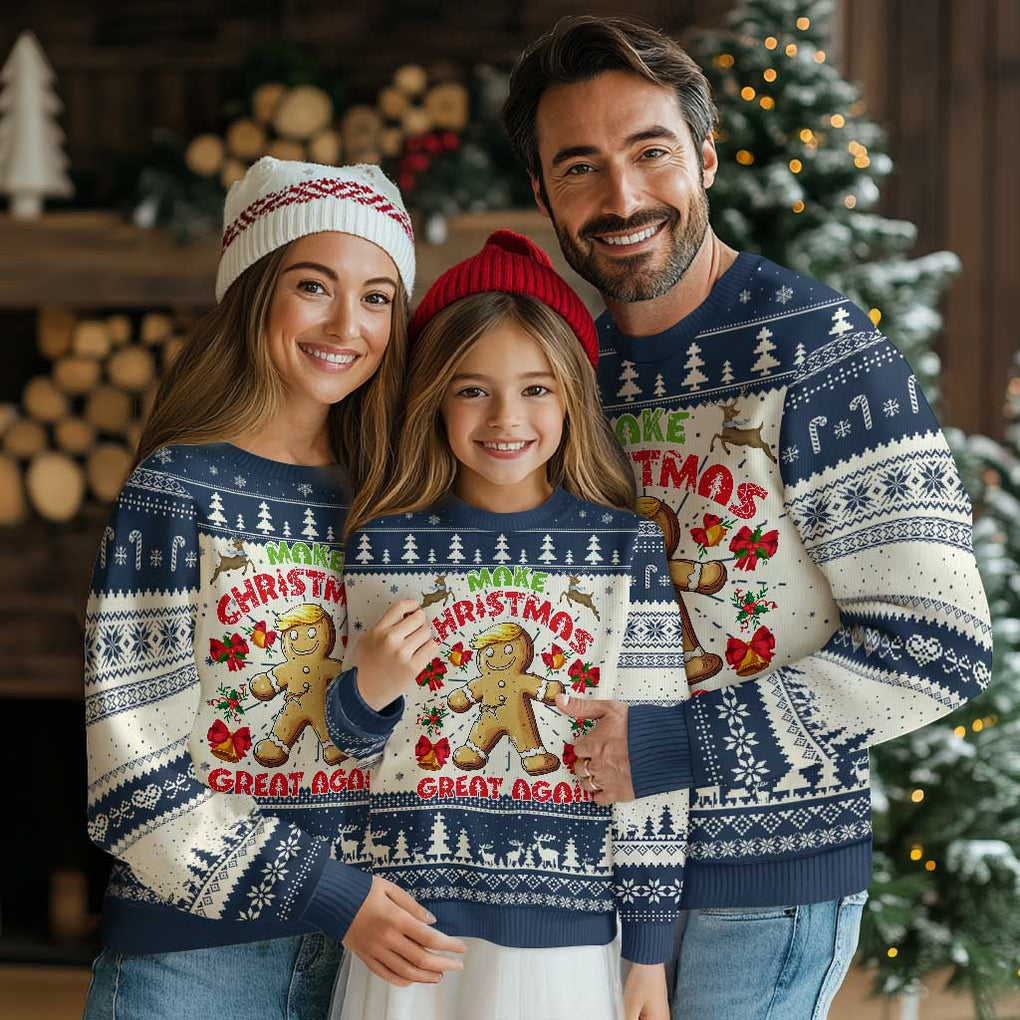 Xmas Trump Gingerbread Ugly Christmas Sweater Make Xmas Great Again Funny Cookies TS02 Navy Print Your Wear