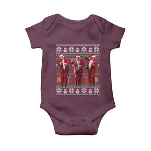 Funny Christmas Trump Dancing Baby Onesie 47th President Viral Dances Xmas Ugly Sweater TS02 Maroon Print Your Wear