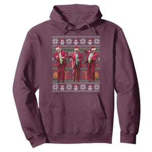 Funny Christmas Trump Dancing Hoodie 47th President Viral Dances Xmas Ugly Sweater TS02 Maroon Print Your Wear