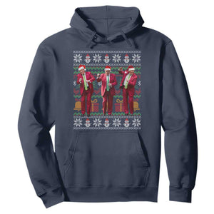 Funny Christmas Trump Dancing Hoodie 47th President Viral Dances Xmas Ugly Sweater TS02 Navy Print Your Wear