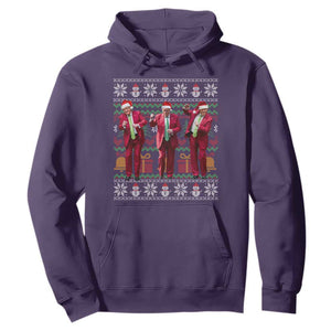 Funny Christmas Trump Dancing Hoodie 47th President Viral Dances Xmas Ugly Sweater TS02 Purple Print Your Wear