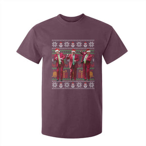 Funny Christmas Trump Dancing T Shirt For Kid 47th President Viral Dances Xmas Ugly Sweater TS02 Maroon Print Your Wear