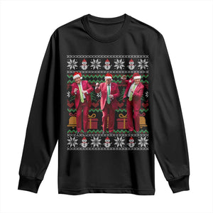 Funny Christmas Trump Dancing Long Sleeve Shirt 47th President Viral Dances Xmas Ugly Sweater TS02 Black Print Your Wear