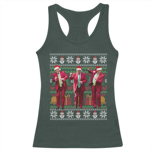 Funny Christmas Trump Dancing Racerback Tank Top 47th President Viral Dances Xmas Ugly Sweater TS02 Dark Forest Green Print Your Wear