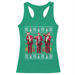 Funny Christmas Trump Dancing Racerback Tank Top 47th President Viral Dances Xmas Ugly Sweater TS02 Irish Green Print Your Wear