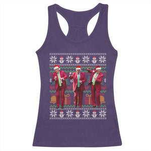 Funny Christmas Trump Dancing Racerback Tank Top 47th President Viral Dances Xmas Ugly Sweater TS02 Purple Print Your Wear