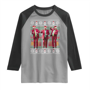 Funny Christmas Trump Dancing Raglan Shirt 47th President Viral Dances Xmas Ugly Sweater TS02 Sport Gray Black Print Your Wear