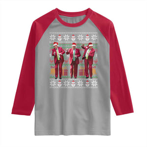 Funny Christmas Trump Dancing Raglan Shirt 47th President Viral Dances Xmas Ugly Sweater TS02 Sport Gray Red Print Your Wear