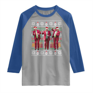 Funny Christmas Trump Dancing Raglan Shirt 47th President Viral Dances Xmas Ugly Sweater TS02 Sport Gray Royal Print Your Wear