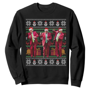 Funny Christmas Trump Dancing Sweatshirt 47th President Viral Dances Xmas Ugly Sweater TS02 Black Print Your Wear