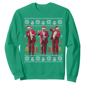 Funny Christmas Trump Dancing Sweatshirt 47th President Viral Dances Xmas Ugly Sweater TS02 Irish Green Print Your Wear