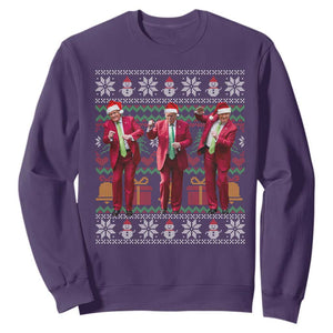 Funny Christmas Trump Dancing Sweatshirt 47th President Viral Dances Xmas Ugly Sweater TS02 Purple Print Your Wear