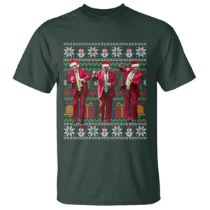 Funny Christmas Trump Dancing T Shirt 47th President Viral Dances Xmas Ugly Sweater TS02 Dark Forest Green Print Your Wear