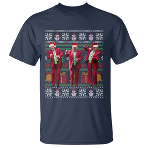 Funny Christmas Trump Dancing T Shirt 47th President Viral Dances Xmas Ugly Sweater TS02 Navy Print Your Wear