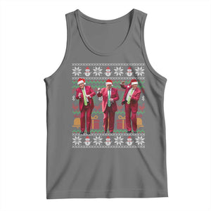 Funny Christmas Trump Dancing Tank Top 47th President Viral Dances Xmas Ugly Sweater TS02 Black Heather Print Your Wear