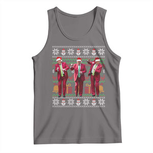 Funny Christmas Trump Dancing Tank Top 47th President Viral Dances Xmas Ugly Sweater TS02 Deep Heather Print Your Wear