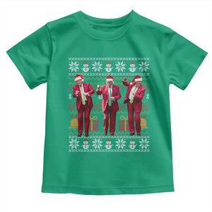 Funny Christmas Trump Dancing Toddler T Shirt 47th President Viral Dances Xmas Ugly Sweater TS02 Irish Green Print Your Wear