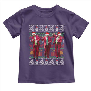 Funny Christmas Trump Dancing Toddler T Shirt 47th President Viral Dances Xmas Ugly Sweater TS02 Purple Print Your Wear