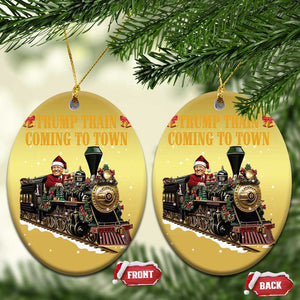 Xmas Trump Christmas Ornament Trump Train Is Coming To Town TS02 Oval Gold Print Your Wear