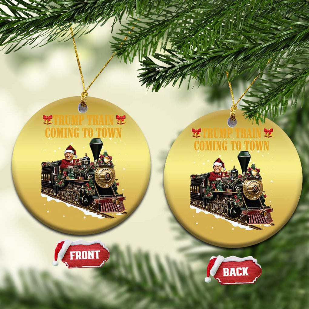 Xmas Trump Christmas Ornament Trump Train Is Coming To Town TS02 Circle Gold Print Your Wear