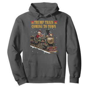 Christmas Trump Hoodie Trump Train Is Coming To Town TS02 Dark Heather Print Your Wear