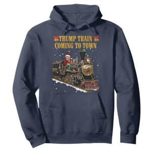 Christmas Trump Hoodie Trump Train Is Coming To Town TS02 Navy Print Your Wear