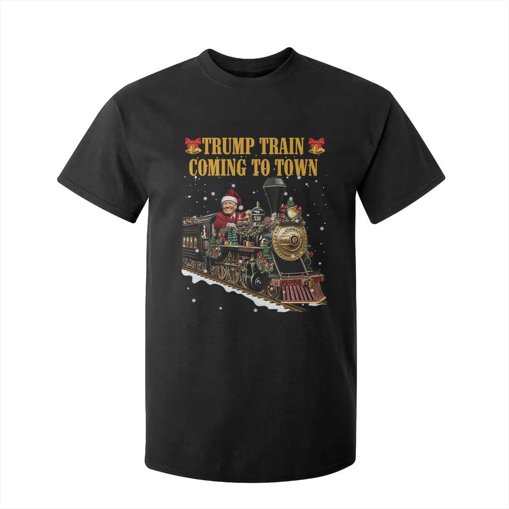 Christmas Trump T Shirt For Kid Trump Train Is Coming To Town TS02 Black Print Your Wear