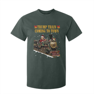 Christmas Trump T Shirt For Kid Trump Train Is Coming To Town TS02 Dark Forest Green Print Your Wear