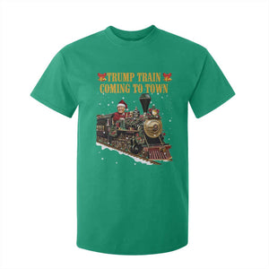 Christmas Trump T Shirt For Kid Trump Train Is Coming To Town TS02 Irish Green Print Your Wear