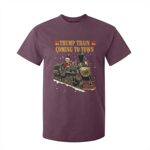 Christmas Trump T Shirt For Kid Trump Train Is Coming To Town TS02 Maroon Print Your Wear