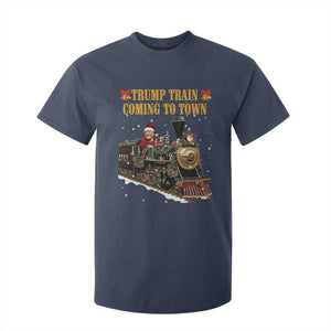 Christmas Trump T Shirt For Kid Trump Train Is Coming To Town TS02 Navy Print Your Wear