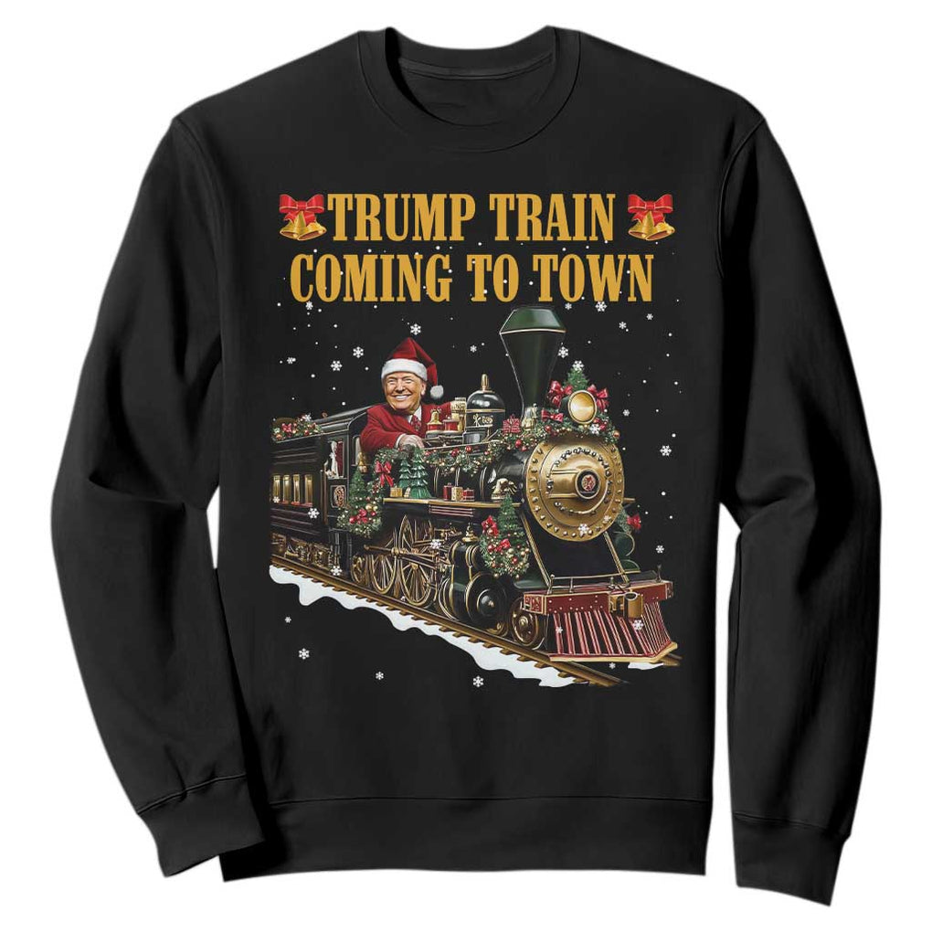 Christmas Trump Sweatshirt Trump Train Is Coming To Town TS02 Black Print Your Wear