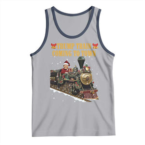 Christmas Trump Tank Top Trump Train Is Coming To Town TS02 Athletic Heather Navy Print Your Wear