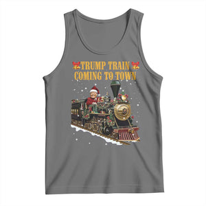 Christmas Trump Tank Top Trump Train Is Coming To Town TS02 Black Heather Print Your Wear