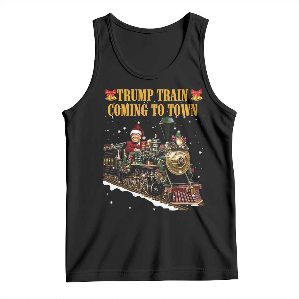 Christmas Trump Tank Top Trump Train Is Coming To Town TS02 Black Print Your Wear