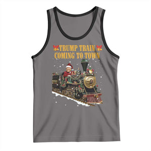 Christmas Trump Tank Top Trump Train Is Coming To Town TS02 Deep Heather Black Print Your Wear