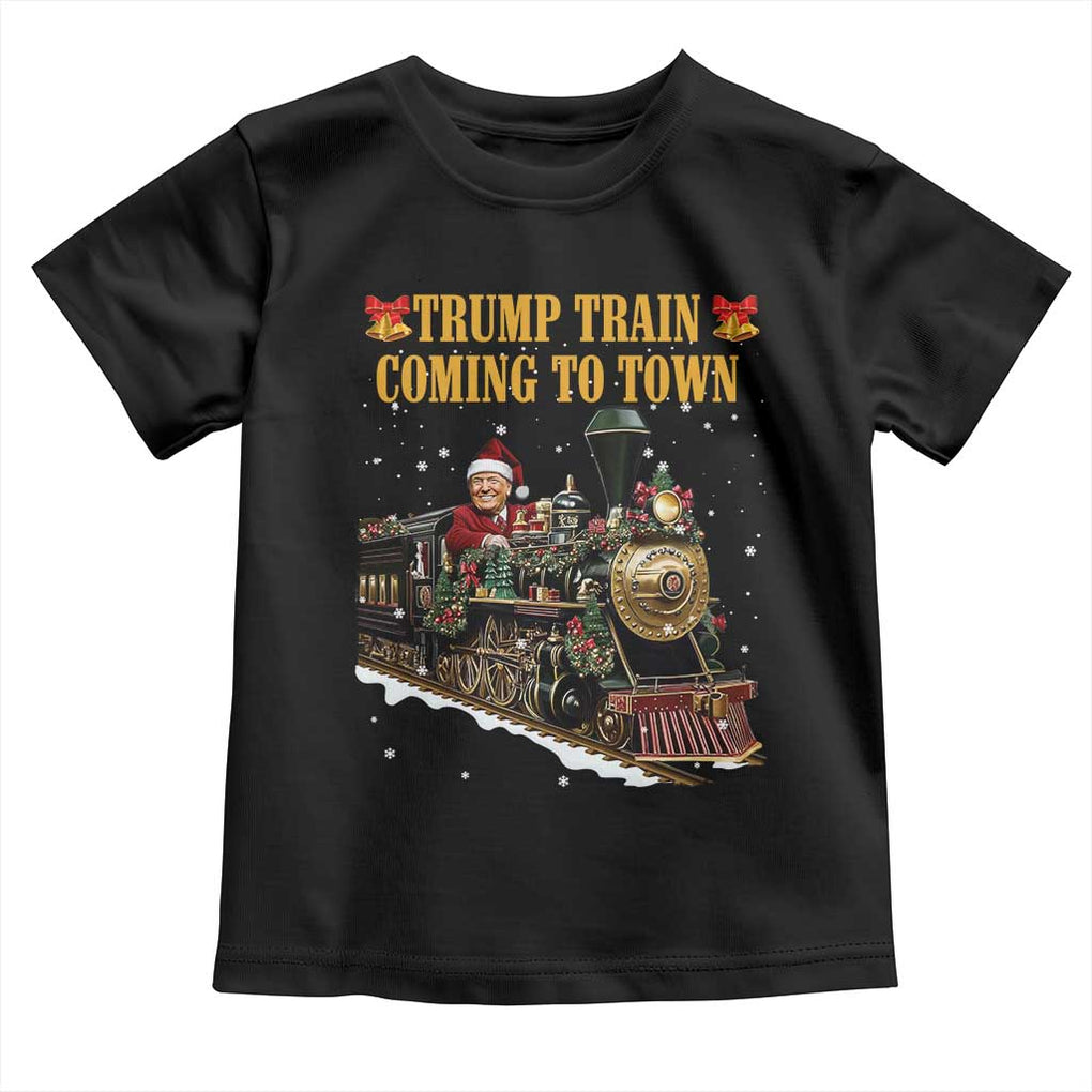 Christmas Trump Toddler T Shirt Trump Train Is Coming To Town TS02 Black Print Your Wear