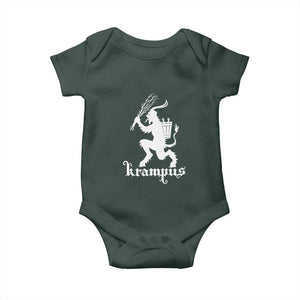 Mythical Krampus Baby Onesie Scary Christmas Horror Occult Holiday Eastern Folklore TS02 Dark Forest Green Print Your Wear