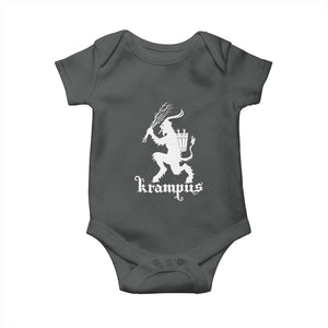 Mythical Krampus Baby Onesie Scary Christmas Horror Occult Holiday Eastern Folklore TS02 Dark Heather Print Your Wear