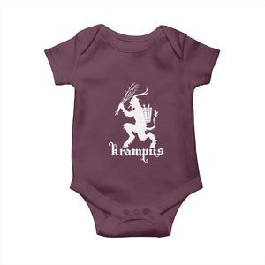 Mythical Krampus Baby Onesie Scary Christmas Horror Occult Holiday Eastern Folklore TS02 Maroon Print Your Wear