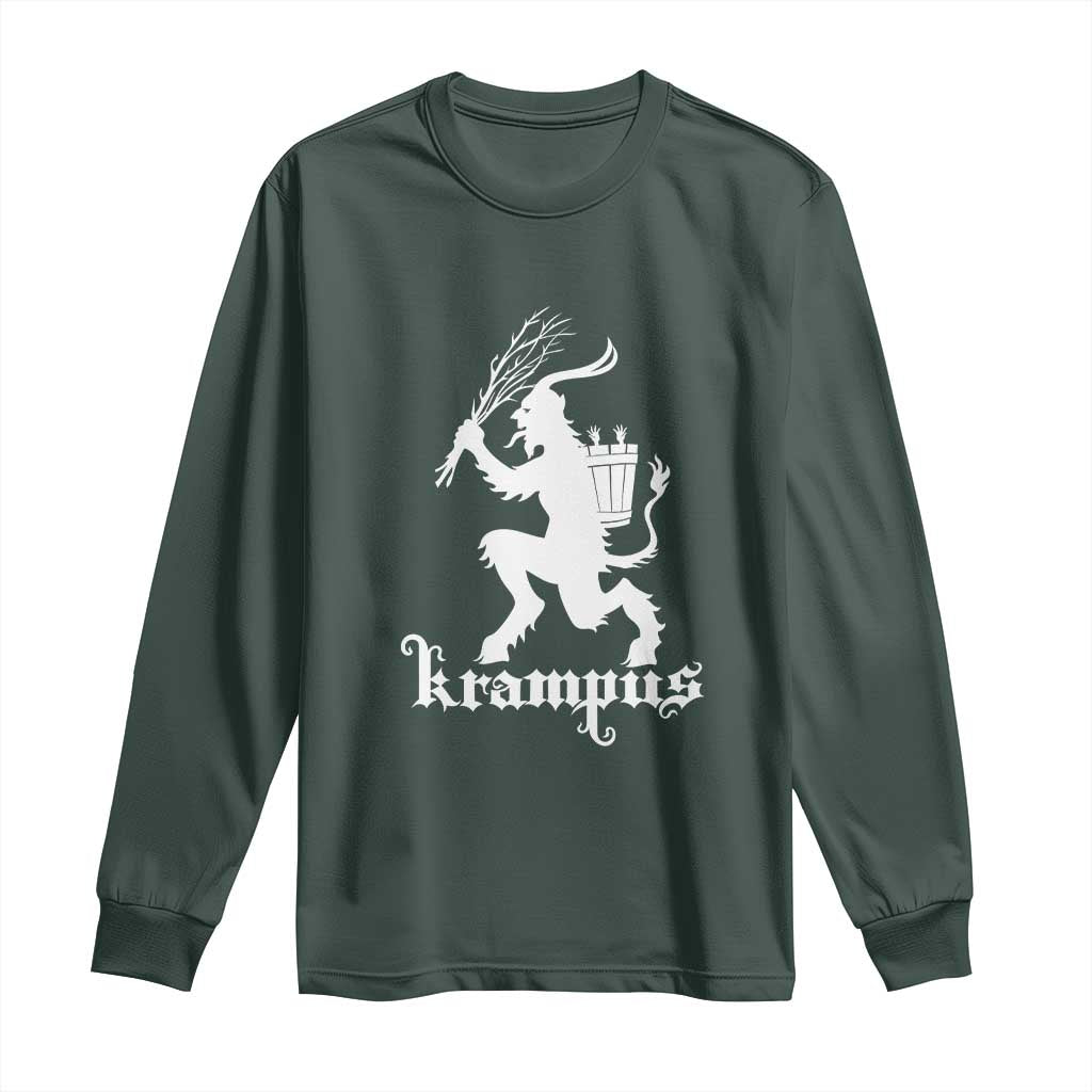 Mythical Krampus Long Sleeve Shirt Scary Christmas Horror Occult Holiday Eastern Folklore TS02 Dark Forest Green Print Your Wear