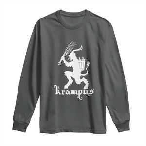 Mythical Krampus Long Sleeve Shirt Scary Christmas Horror Occult Holiday Eastern Folklore TS02 Dark Heather Print Your Wear