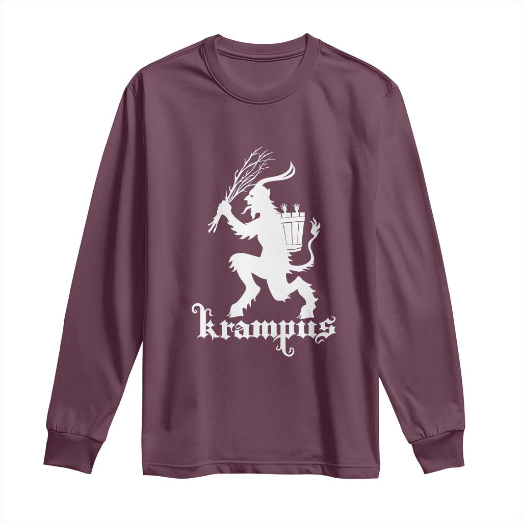 Mythical Krampus Long Sleeve Shirt Scary Christmas Horror Occult Holiday Eastern Folklore TS02 Maroon Print Your Wear