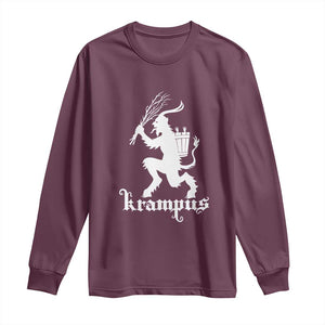 Mythical Krampus Long Sleeve Shirt Scary Christmas Horror Occult Holiday Eastern Folklore TS02 Maroon Print Your Wear