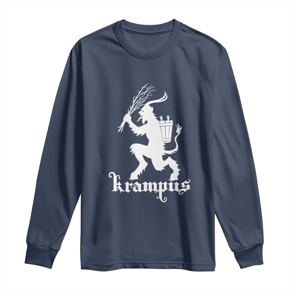 Mythical Krampus Long Sleeve Shirt Scary Christmas Horror Occult Holiday Eastern Folklore TS02 Navy Print Your Wear