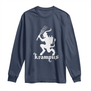 Mythical Krampus Long Sleeve Shirt Scary Christmas Horror Occult Holiday Eastern Folklore TS02 Navy Print Your Wear