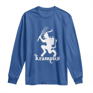 Mythical Krampus Long Sleeve Shirt Scary Christmas Horror Occult Holiday Eastern Folklore TS02 Royal Blue Print Your Wear